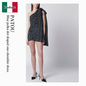 �y���ʌ���E�݌Ɍ���E�����ҏ����I�z �p�g�D / Patou Blue Polka Dot Draped One-Shoulder Dress / DR2320243 / DR2320243 5962 / DR23202435962 / �����s�[�X
