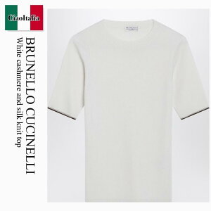 �y���ʌ���E�݌Ɍ���E�����ҏ����I�z �u���l���N�`�l�� / Brunello Cucinelli White Cashmere And Silk Knit Top / M13847400W / M13847400W CNP75 / M13847400WCNP75 / �j�b�g�E�Z�[�^�[