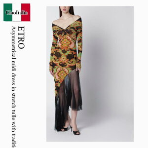 �y���ʌ���E�݌Ɍ���E�����ҏ����I�z �G�g�� / Etro Asymmetrical Midi Dress In Stretch Tulle With Tradition / WRHA0596 99IAS67 / WRHA0596 99IAS67 X0812 / WRHA059699IAS67X0812 / �����s�[�X
