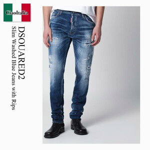 �y���ʌ���E�݌Ɍ���E�����ҏ����I�z �f�B�[�X�N�G�A�[�h / Dsquared2 Slim Washed Blue Jeans With Rips / S71LB1725 D30010 / S71LB1725 D30010 470 / S71LB1725D30010470 / �f�j���E�W�[�p��