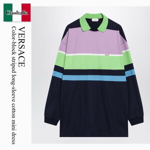 �y���ʌ���E�݌Ɍ���E�����ҏ����I�z ���F���T�[�`�F / Versace Color-Block Striped Long-Sleeve Cotton Mini Dress / 1025088 / 1025088 6PD40 / 10250886PD40 / �����s�[�X