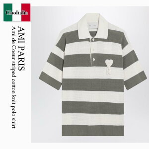 �y���ʌ���E�݌Ɍ���E�����ҏ����I�z �A�~�A���N�T���h���}�e���b�V / Ami Paris Ami De Coeur Striped Cotton Knit Polo Shirt / FPL430KN0153 / FPL430KN0153 A152 / FPL430KN0153A152 / �|���V���c