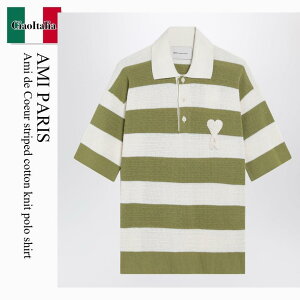 �y���ʌ���E�݌Ɍ���E�����ҏ����I�z �A�~�A���N�T���h���}�e���b�V / Ami Paris Ami De Coeur Striped Cotton Knit Polo Shirt / FPL430KN0153 / FPL430KN0153 A041 / FPL430KN0153A041 / �|���V���c