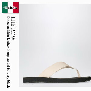 �y���ʌ���E�݌Ɍ���E�����ҏ����I�z �U�E���E / The Row Ginza Calfskin Leather Thong Sandal In Ivory Black / F1839L825 / F1839L825 IVBL / F1839L825IVBL / �T���_���E�~���[��