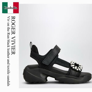 �y���ʌ���E�݌Ɍ���E�����ҏ����I�z ���W�F�E���B���B�G / Roger Vivier Viv On The Run Black Leather And Textile Sandal / RVW80044270V4C / RVW80044270V4C B999 / RVW80044270V4CB999 / �T���_���E�~���[��