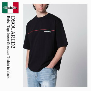 �y���ʌ���E�݌Ɍ���E�����ҏ����I�z �f�B�[�X�N�G�A�[�h / Dsquared2 Rebel Tags Loose-Fit Cotton T-Shirt In Black / S71GD1652 D20033 / S71GD1652 D20033 900 / S71GD1652D20033900 / T�V���c�E�J�b�g�\�[