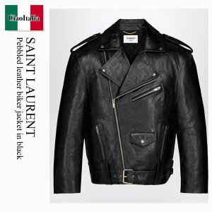 �y���ʌ���E�݌Ɍ���E�����ҏ����I�z �T�����[���� / Saint Laurent Pebbled Leather Biker Jacket In Black / 866816 YCUX2 / 866816 YCUX2 1703 / 866816YCUX21703 / ���U�[�W���P�b�g�E�R�[�g