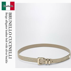 �y���ʌ���E�݌Ɍ���E�����ҏ����I�z �u���l���N�`�l�� / Brunello Cucinelli Beige Alligator Leather Belt With Silver / MAUAL253LE / MAUAL253LE C058 / MAUAL253LEC058 / �x���g