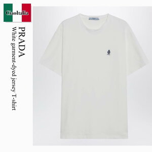 �y���ʌ���E�݌Ɍ���E�����ҏ����I�z �v���_ / Prada White Garment-Dyed Jersey T-Shirt / 3578BR F0009 / 3578BR OOO19Z8 F0009 / 3578BROOO19Z8F0009 / T�V���c�E�J�b�g�\�[