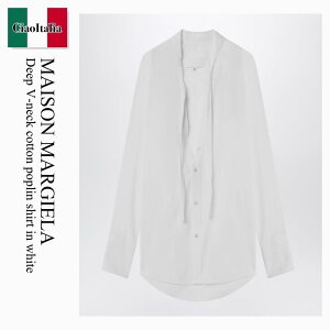 �y���ʌ���E�݌Ɍ���E�����ҏ����I�z ���]�� �}���W�F�� / Maison Margiela Deep V-Neck Cotton Poplin Shirt In White / S29DT0016S43001 / S29DT0016S43001 100 / S29DT0016S43001100 / �u���E�X�E�V���c