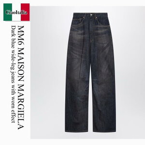�y���ʌ���E�݌Ɍ���E�����ҏ����I�z MM6 / Mm6 Maison Margiela Dark Blue Wide-Leg Jeans With Worn Effec / S62LB0218M30055 / S62LB0218M30055 963 / S62LB0218M30055963 / �f�j���E�W�[�p��
