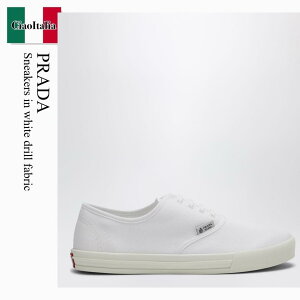 �y���ʌ���E�݌Ɍ���E�����ҏ����I�z �v���_ / Prada Sneakers In White Drill Fabric / 1E402O F0009 / 1E402O 0303LKE F0009 / 1E402O0303LKEF0009 / �X�j�[�J�[