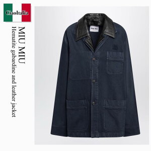 �y���ʌ���E�݌Ɍ���E�����ҏ����I�z �~���E�~���E / Miu Miu Hematite Gabardine And Leather Jacket / MH2053 F063H / MH2053 OOO19R2 F063H / MH2053OOO19R2F063H / ���U�[�W���P�b�g�E�R�[�g