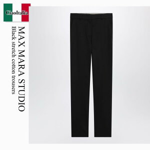 �y���ʌ���E�݌Ɍ���E�����ҏ����I�z �}�b�N�X�}�[�� / Max Mara Studio Black Stretch Cotton Trousers / MSTCARPA / MSTCARPA 006 / MSTCARPA006 / �p���c