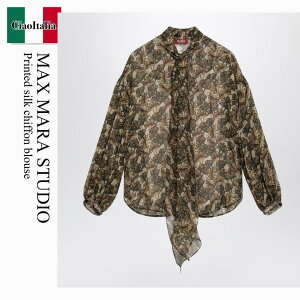 �y���ʌ���E�݌Ɍ���E�����ҏ����I�z �}�b�N�X�}�[�� / Max Mara Studio Printed Silk Chiffon Blouse / MSTBALLATA / MSTBALLATA 003 / MSTBALLATA003 / �u���E�X�E�V���c