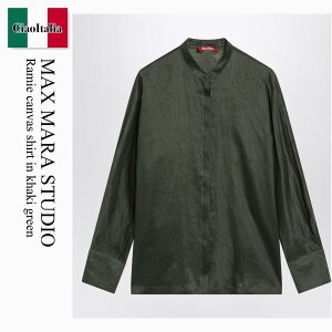 �y���ʌ���E�݌Ɍ���E�����ҏ����I�z �}�b�N�X�}�[�� / Max Mara Studio Ramie Canvas Shirt In Khaki Green / MSTBALDI / MSTBALDI 061 / MSTBALDI061 / �u���E�X�E�V���c