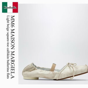 �y���ʌ���E�݌Ɍ���E�����ҏ����I�z MM6 / Mm6 Maison Margiela Light Beige Square-Toe Calfskin Ballerin / S66WZ0037P7706 / S66WZ0037P7706 HB496 / S66WZ0037P7706HB496 / �o���G�V���[�Y