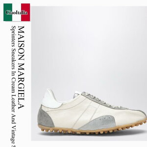 �y���ʌ���E�݌Ɍ���E�����ҏ����I�z ���]�� �}���W�F�� / Maison Margiela Sprinters Sneakers In Cream Leather And Vint / S57WS0515P7383 / S57WS0515P7383 HB293 / S57WS0515P7383HB293 / �X�j�[�J�[