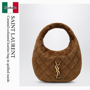 �y���ʌ���E�݌Ɍ���E�����ҏ����I�z �T�����[���� / ���΂� / �J�o�� / Saint Laurent Caramel-Coloured Icarino Bag In Quilted Suede / 851689 1U807 / 851689 1U807 2916 / 8516891U8072916 / �n���h�o�b�O