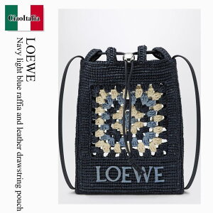 �y���ʌ���E�݌Ɍ���E�����ҏ����I�z ���G�x / ���΂� / �J�o�� / Loewe Navy Light Blue Raffia And Leather Drawstring Pouch / C630PHPX07 / C630PHPX07 0150 / C630PHPX070150 / �V�����_�[�o�b�O�E�|�V�F�b�g