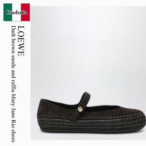 �y���ʌ���E�݌Ɍ���E�����ҏ����I�z ���G�x / Loewe Dark Brown Suede And Raffia Mary Jane Rio Shoes / LBV3466X02 / LBV3466X02 3110 / LBV3466X023110 / �t���b�g�V���[�Y
