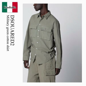 �y���ʌ���E�݌Ɍ���E�����ҏ����I�z �f�B�[�X�N�G�A�[�h / Dsquared2 Military Green Cotton Shirt / S71DM0830 D35058 / S71DM0830 D35058 734 / S71DM0830D35058734 / �V���c