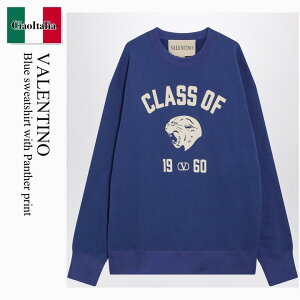 �y���ʌ���E�݌Ɍ���E�����ҏ����I�z �o�����`�m / Valentino Blue Sweatshirt With Panther Print / 8V3MF29NBAU / 8V3MF29NBAU 9SE / 8V3MF29NBAU9SE / �X�E�F�b�g�E�g���[�i�[