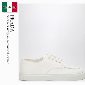 �y���ʌ���E�݌Ɍ���E�����ҏ����I�z �v���_ / Prada Sneakers Ivory In Hammered Leather / 2EE427 F0304 / 2EE427 G000MN0 F0304 / 2EE427G000MN0F0304 / �X�j�[�J�[