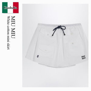 �y���ʌ���E�݌Ɍ���E�����ҏ����I�z �~���E�~���E / Miu Miu White Cotton Mini Skirt / MG2643 F0009 / MG2643 OOO10RG F0009 / MG2643OOO10RGF0009 / �~�j�X�J�[�g