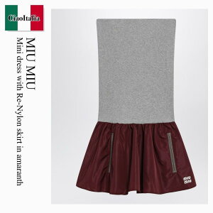 �y���ʌ���E�݌Ɍ���E�����ҏ����I�z �~���E�~���E / Miu Miu Mini Dress With Re-Nylon Skirt In Amaranth / MG2634 F0D3W / MG2634 OOO19EC F0D3W / MG2634OOO19ECF0D3W / �����s�[�X
