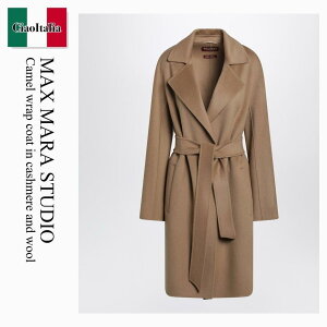 �y���ʌ���E�݌Ɍ���E�����ҏ����I�z �}�b�N�X�}�[�� / Max Mara Studio Camel Wrap Coat In Cashmere And Wool / MSTTENORE / MSTTENORE 010 / MSTTENORE010 / �R�[�g