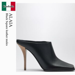 �y���ʌ���E�݌Ɍ���E�����ҏ����I�z �A�Y�f�B���A���C�A / Alaia Black Square Leather Mules / AA3M2015I106 / AA3M2015I106 999 / AA3M2015I106999 / �T���_���E�~���[��