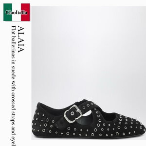 �y���ʌ���E�݌Ɍ���E�����ҏ����I�z �A�Y�f�B���A���C�A / Alaia Flat Ballerinas In Suede With Crossed Straps And Eyele / AA3A046I138S / AA3A046I138S 999 / AA3A046I138S999 / �o���G�V���[�Y