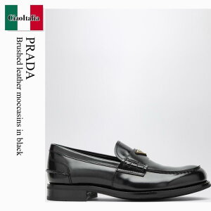 �y���ʌ���E�݌Ɍ���E�����ҏ����I�z �v���_ / Prada Brushed Leather Moccasins In Black / 2DB223 F0002 / 2DB223 X000055 F0002 / 2DB223X000055F0002 / �h���X�V���[�Y�E�v�C�E�r�W�l�X�V���[�Y