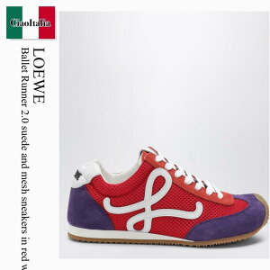 �y���ʌ���E�݌Ɍ���E�����ҏ����I�z ���G�x / Loewe Ballet Runner 2.0 Suede And Mesh Sneakers In Red White / LBR2282X35 / LBR2282X35 0990 / LBR2282X350990 / �X�j�[�J�[