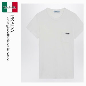 �y���ʌ���E�݌Ɍ���E�����ҏ����I�z �v���_ / Prada T-Shirt Girocollo Bianca In Cotone / 3573BO F0009 / 3573BO OO18ZE F0009 / 3573BOOO18ZEF0009 / T�V���c�E�J�b�g�\�[
