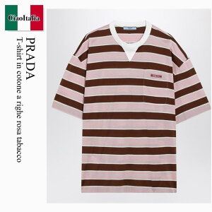 �y���ʌ���E�݌Ɍ���E�����ҏ����I�z �v���_ / Prada T-Shirt In Cotone A Righe Rosa Tabacco / 39610O F05AB / 39610O OO189P F05AB / 39610OOO189PF05AB / T�V���c�E�J�b�g�\�[