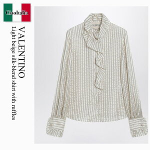 �y���ʌ���E�݌Ɍ���E�����ҏ����I�z �o�����`�m / Valentino Light Beige Silk-Blend Shirt With Ruffles / 7B0AB7Y69SU / 7B0AB7Y69SU BX2 / 7B0AB7Y69SUBX2 / �u���E�X�E�V���c