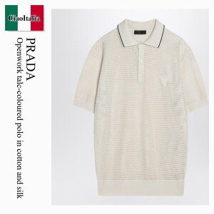 �y���ʌ���E�݌Ɍ���E�����ҏ����I�z �v���_ / Prada Openwork Talc-Coloured Polo In Cotton And Silk / UMF004 F0K74 / UMF004 OOO16UQ F0K74 / UMF004OOO16UQF0K74 / �|���V���c