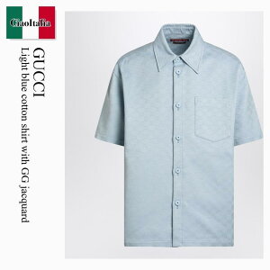 �y���ʌ���E�݌Ɍ���E�����ҏ����I�z �O�b�` / Gucci Light Blue Cotton Shirt With Gg Jacquard / 811732 ZASO2 / 811732 ZASO2 4030 / 811732ZASO24030 / �V���c