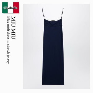 �y���ʌ���E�݌Ɍ���E�����ҏ����I�z �~���E�~���E / Miu Miu Blue Midi Dress In Stretch Jersey / MF6436 F0008 / MF6436 OOO122R F0008 / MF6436OOO122RF0008 / �����s�[�X