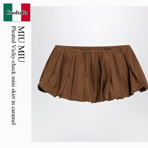 �y���ʌ���E�݌Ɍ���E�����ҏ����I�z �~���E�~���E / Miu Miu Pleated Vichy-Check Mini Skirt In Caramel / MG2723 F0QB7 / MG2723 OOO19OS F0QB7 / MG2723OOO19OSF0QB7 / �~�j�X�J�[�g