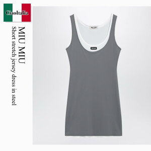 �y���ʌ���E�݌Ɍ���E�����ҏ����I�z �~���E�~���E / Miu Miu Short Stretch Jersey Dress In Steel / MF6438 F0276 / MF6438 OOO122R F0276 / MF6438OOO122RF0276 / �����s�[�X