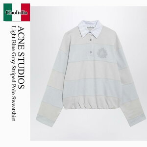 �y���ʌ���E�݌Ɍ���E�����ҏ����I�z �A�N�l�X�g�D�f�B�I�X / Acne Studios Light Blue Gray Striped Polo Sweatshirt / AI0190 / AI0190 AYG / AI0190AYG / �X�E�F�b�g�E�g���[�i�[