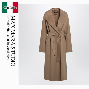 �y���ʌ���E�݌Ɍ���E�����ҏ����I�z �}�b�N�X�}�[�� / Max Mara Studio Camel Belted Coat In Wool Blend / MSTCLES / MSTCLES 024 / MSTCLES024 / �R�[�g