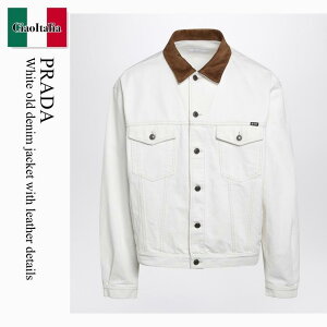 �y���ʌ���E�݌Ɍ���E�����ҏ����I�z �v���_ / Prada White Old Denim Jacket With Leather Details / GEB320 F01CD / GEB320 OOO1954 F01CD / GEB320OOO1954F01CD / �f�j���W���P�b�g