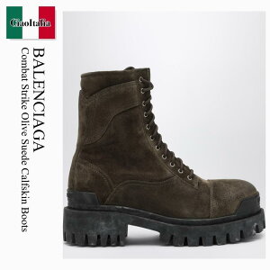 �y���ʌ���E�݌Ɍ���E�����ҏ����I�z �o�����V�A�K / Balenciaga Combat Strike Olive Suede Calfskin Boots / 873536 WCB43 / 873536 WCB43 3281 / 873536WCB433281 / �u�[�c