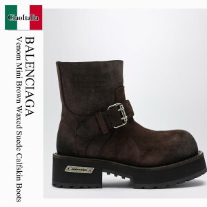 �y���ʌ���E�݌Ɍ���E�����ҏ����I�z �o�����V�A�K / Balenciaga Venom Mini Brown Waxed Suede Calfskin Boots / 873435 WCB43 / 873435 WCB43 2981 / 873435WCB432981 / �p���v�X