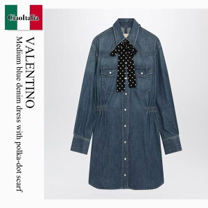 �y���ʌ���E�݌Ɍ���E�����ҏ����I�z �o�����`�m / Valentino Medium Blue Denim Dress With Polka-Dot Scarf / 9B3DA03DAC7 / 9B3DA03DAC7 558 / 9B3DA03DAC7558 / �����s�[�X