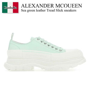 yʌE݌ɌEҏIz ALT_[E}bNC[ / Alexander Mcqueen Sea Green Leather Tread Slick Sneakers / 705662 WHZ62 / 705662 WHZ62 4615 / 705662WHZ62 / 705662WHZ62 4615 / 705662WHZ624615 / Xj[